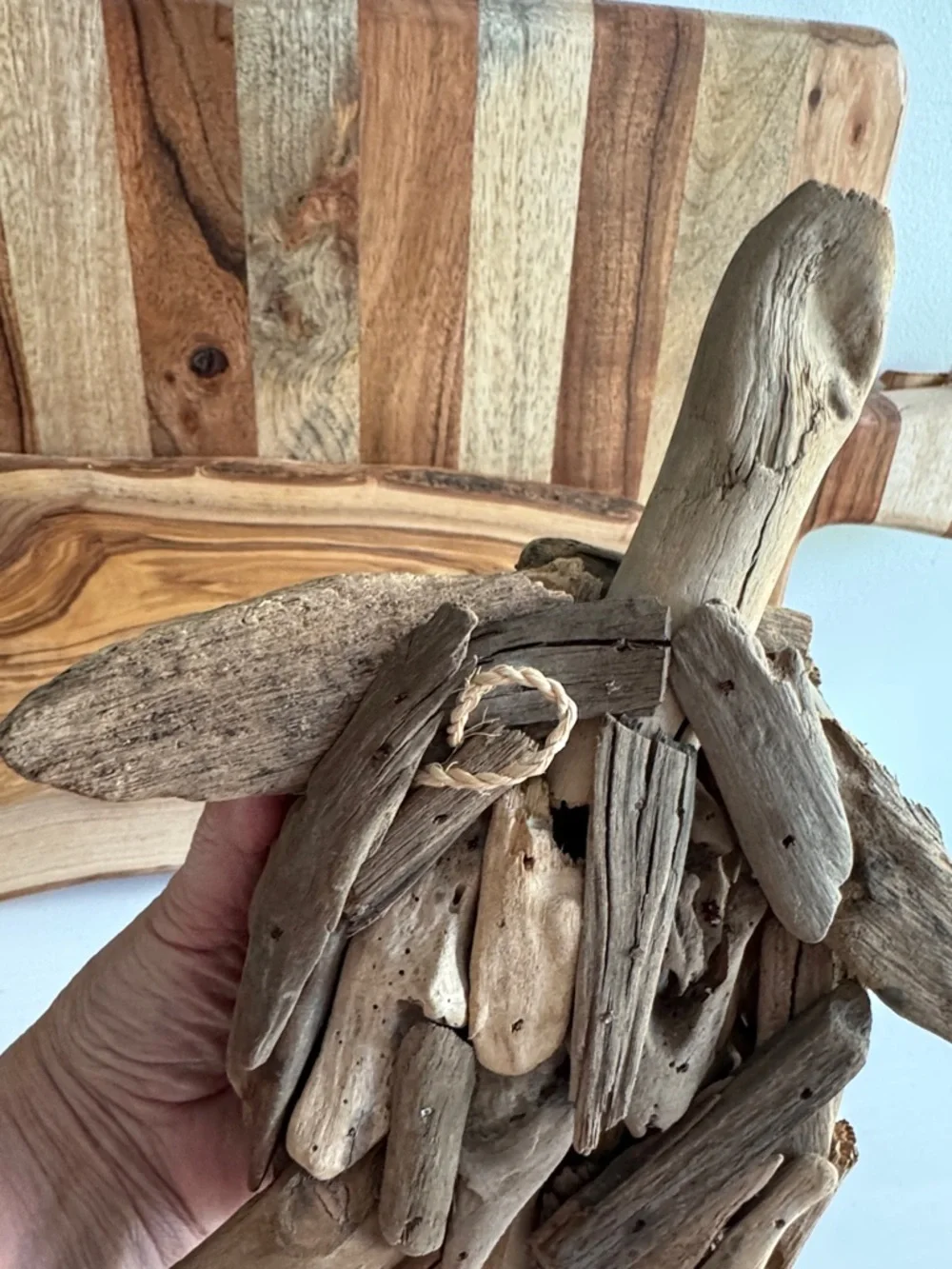 Handcrafted Driftwood Turtle Sculpture Wall Art Natural Brown